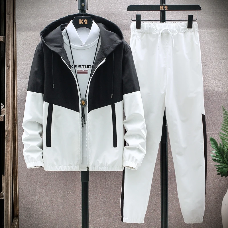 Sportsuit men's spring and autumn leisure 2023 new Korean version of the trend of autumn clothes jacket trousers two sets