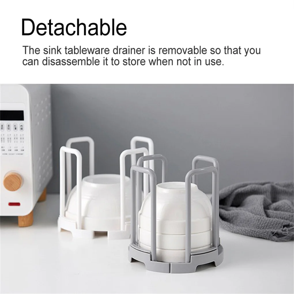 

1 2 Dish Drying Rack Retractable Bowl Dry Storage Bracket Countertop Kitchenware Dinnerware Drainer Household White