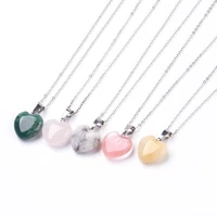 25pcs hexagonal cylindrical heart moon water drop synthetic natural stone pendant necklace for women fashion jewelry gift
