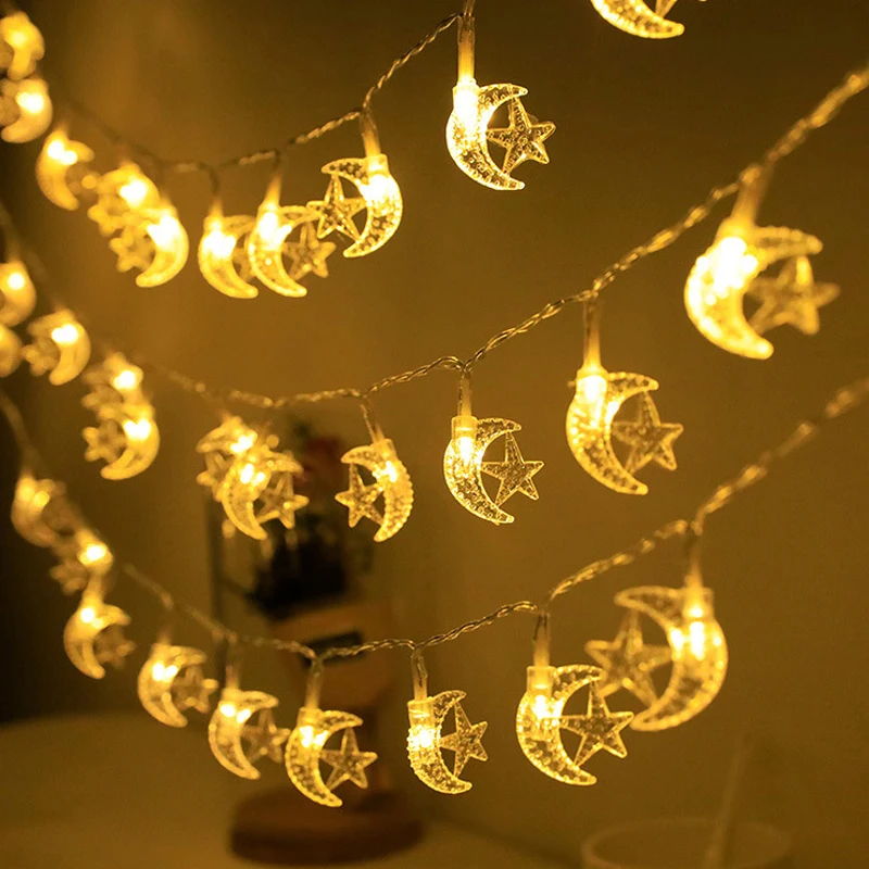 

Eid Mubarak led String светильник Moon Star, мусульманская модель, подвесной кулон Рамадан Kareem, украшение для дома, фантастический подарок