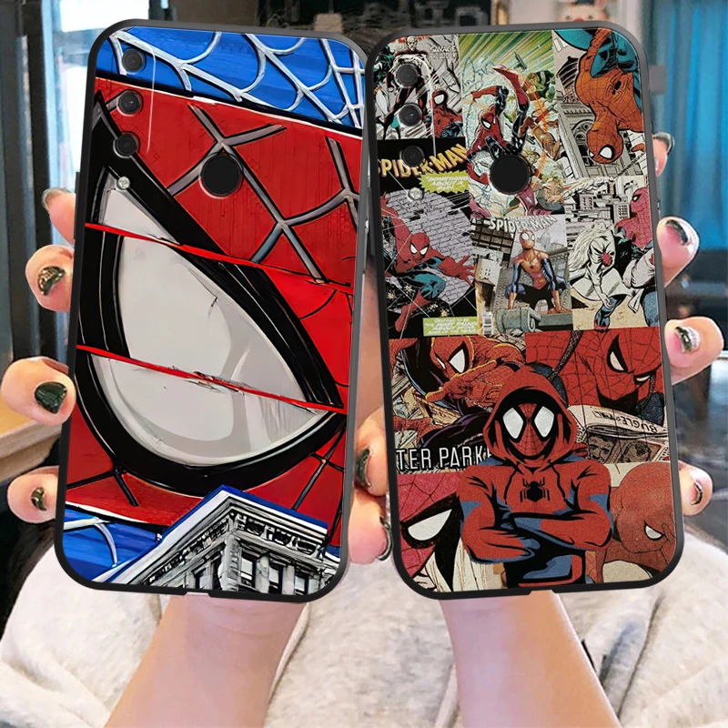 

Marvel's Spider-man Phone Case For HUAWEI P20 P30 Lite Pro Plus P20 Lite 2019 Liquid Silicon Funda Black Silicone Cover Coque