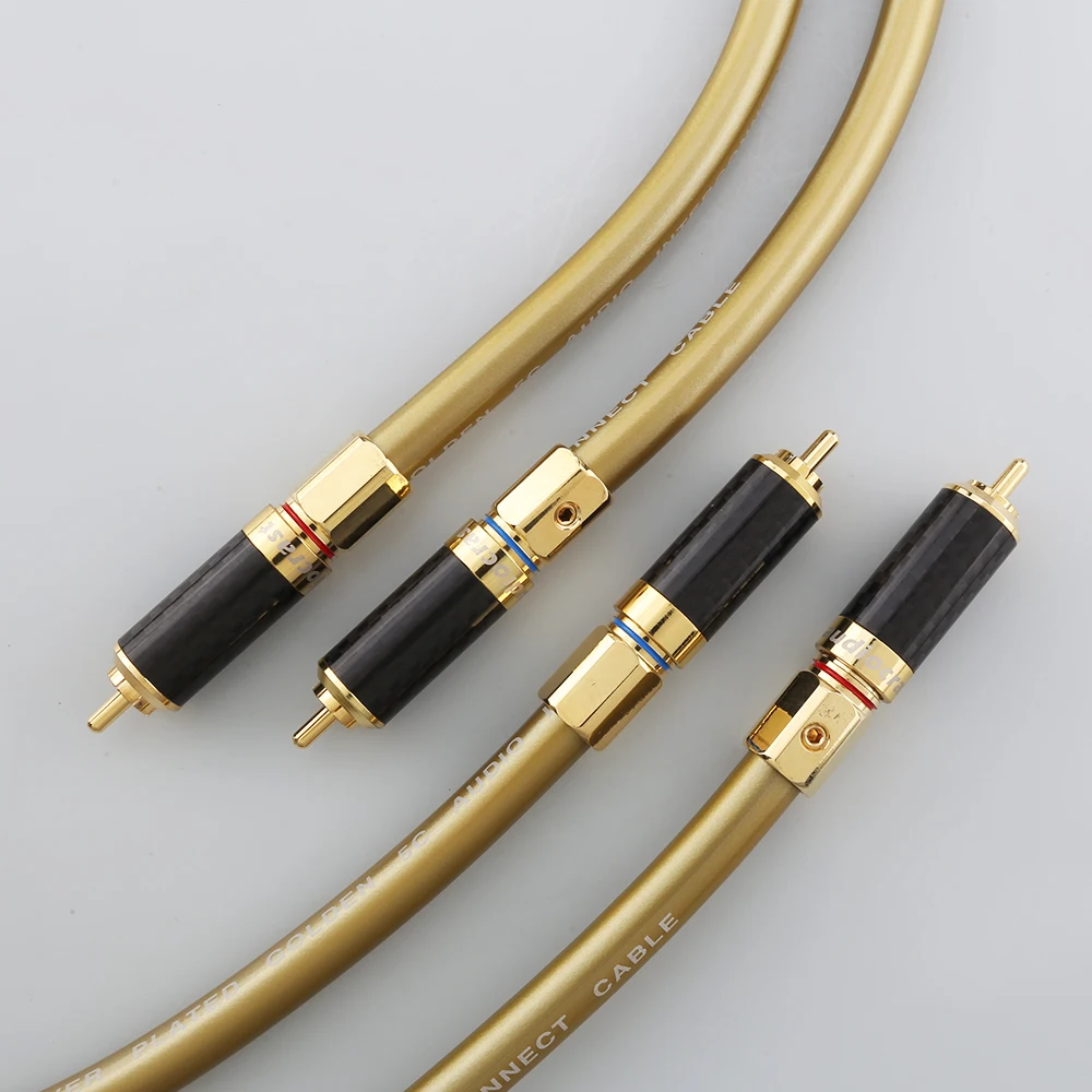 Yüksek kaliteli çift HI Fi RCA kablo Hifi Audiocrast A70 karbon Fiber ile RCA fiş kablosu ile aynı Cardas Hexlink altın 5-C kablo