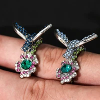 milangirl fashion womens plated crystal rhinestones bird flower ring wedding engagement jewelry 267974