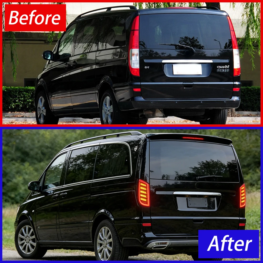 Фото Динамические светодиодные задние фонари для Mercedes-Benz Vito/Viano W639 2004-2016, 24-стилевая версия, установка Plug and Play, автомобильные аксессуары №2