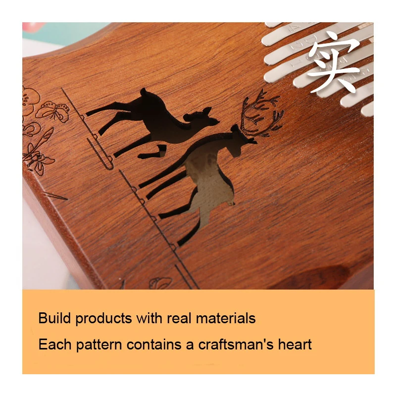 17 Tones Thumb Piano with Sculpted Note Solid Wood Veneer African Mbira Sanza Instrumento High Quality Handguard Wood Kalimba