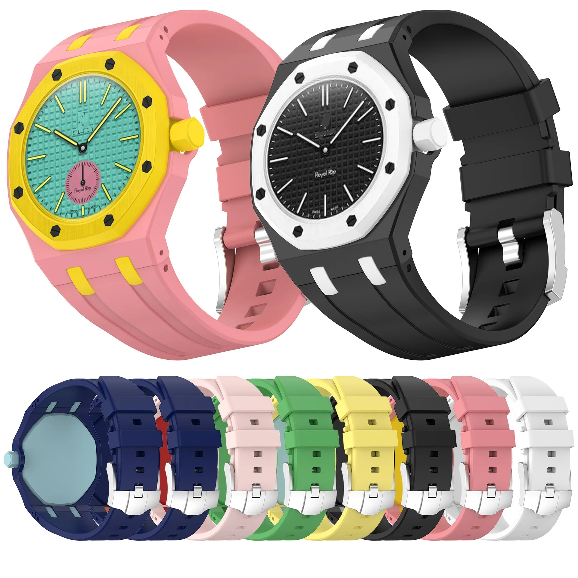 Фото Защитный чехол для карманных часов Audemars Piguet AP x Swatch Royal POP, резиновый ремешок, комплект для замены, модифицированный браслет №3