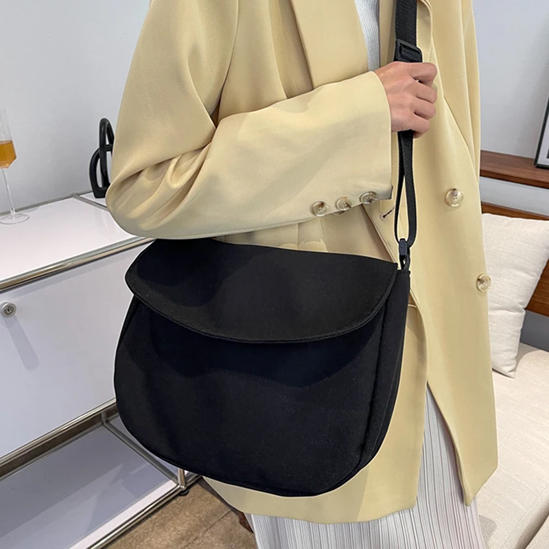 

Однотонная женская сумка через плечо, простая женская сумка на плечо, водонепроницаемые нейлоновые женские сумки, модная сумка-мессенджер ...