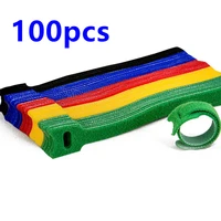 100pcs releasable cable ties colored plastics reusable cable ties nylon loop wrap zip bundle tie t type customize cable tie wire