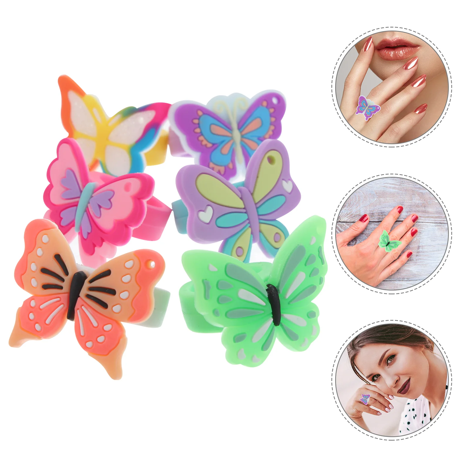 

12 Pcs Butterfly Ring Girls Finger Rings Birthday Party Favors Kids Toy Baby Toys Cartoon Pvc Jewelry Playpin