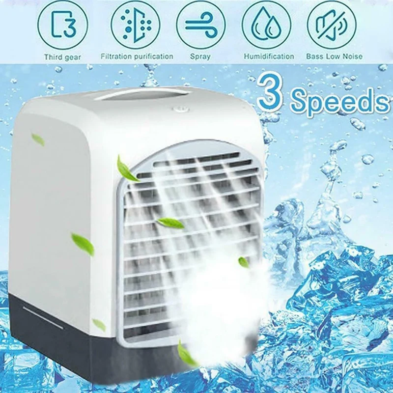 Portable Mini Desktop Air Conditioner USB Small Fan Cooling Humidifier Aromatherapy Air Cooler With Ice Water Tank