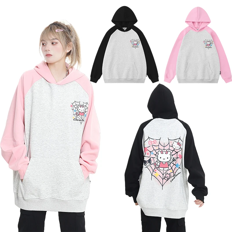 

Hello Kitty Girl Hoodie Pink Kawaii Demon Cat Original Spring Autumn Coat High Quality Holiday Birthday Gift