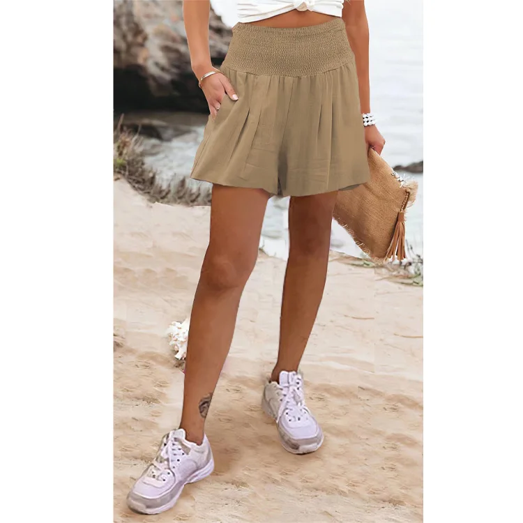 2023 New Women's Solid Color High Waist Shorts Casual Pants Summer Fashion Loose Versatile Shorts Female & Lady Clothing