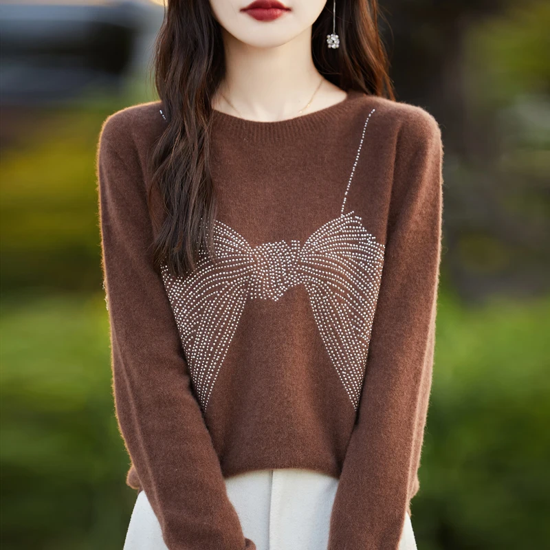 Осень-зима свитер с круглым вырезом женский топ длинным рукавом модный