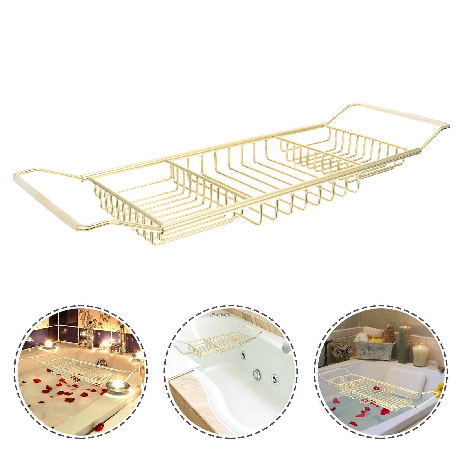 

Extendable Bathroom Rack Versatile Bathtub Tray Stainless Steel Bath Tub Shelf