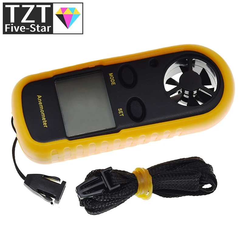 Цифровой анемометр 0-30 м/с Измеритель скорости ветра -10 ~ 45C Тестер температуры