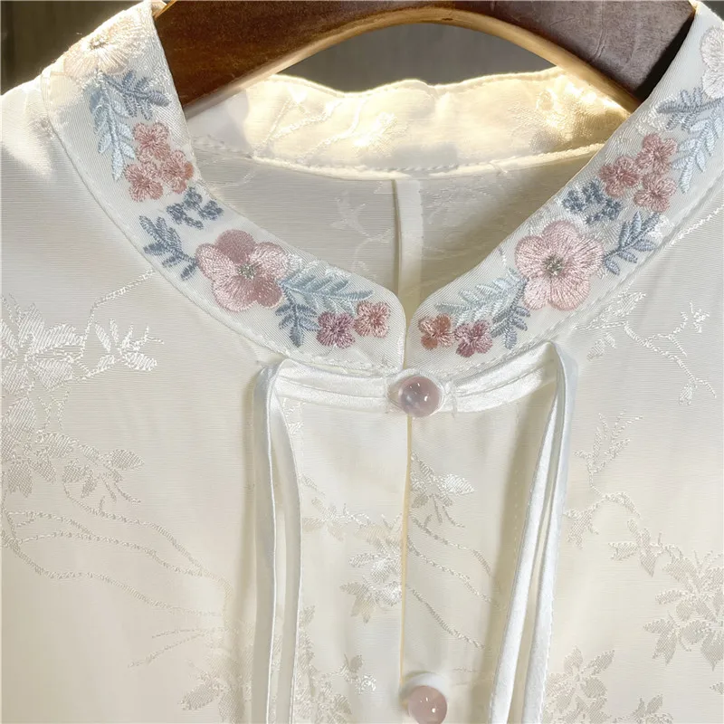 Высококачественная жаккардовая блузка с вышивкой на весну и лето Женская Модная