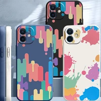 cases for iphone 13 12 11 pro max mini se 2020 x xr xs max 8 7 6s 6 plus ins color graffiti liquid silicone phone cover funda