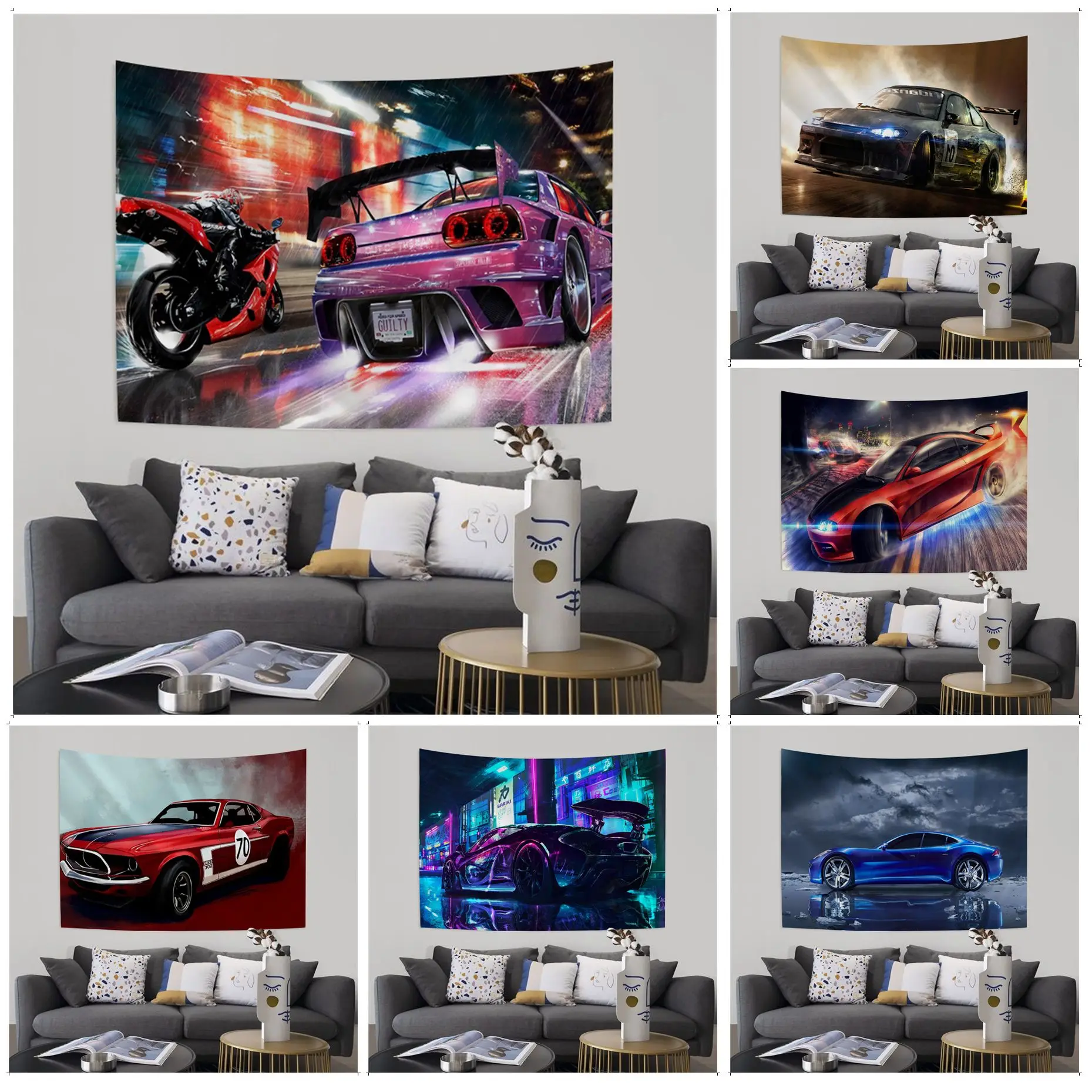 

Sport Car Cartoon Tapestry Indian Buddha Wall Decoration Witchcraft Bohemian Hippie Wall Hanging Sheets