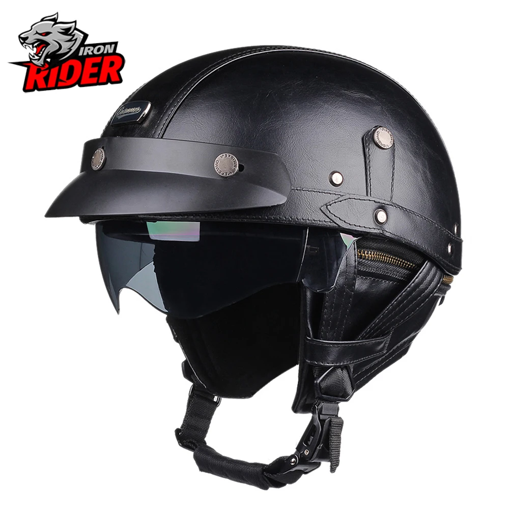 

Мотоциклетный шлем в стиле ретро, защитный полушлем в горошек, HD линза, всесезонный, для скутера