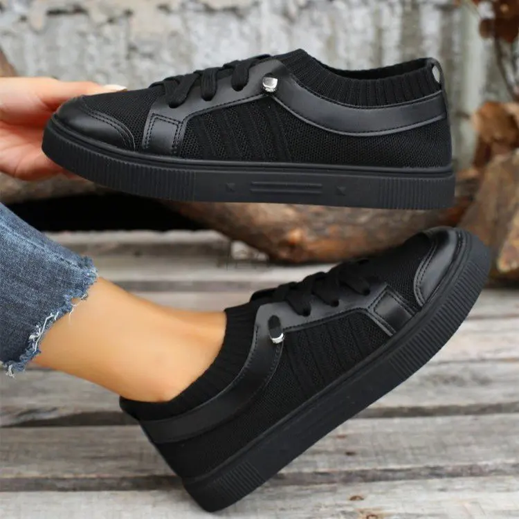 Women Shoes 2023 Breathable White Shoes Lace Up Flats Women Mesh Sneakers Socofy Size 43 Loafers Zapatillas Mujer