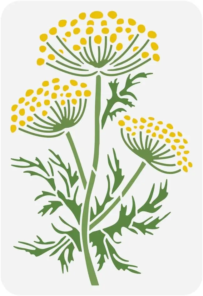 

Большой Трафарет Для Рисования С Узором «Фенхель», 21x29,7 См, Многоразовый, С Растительным Орнаментом