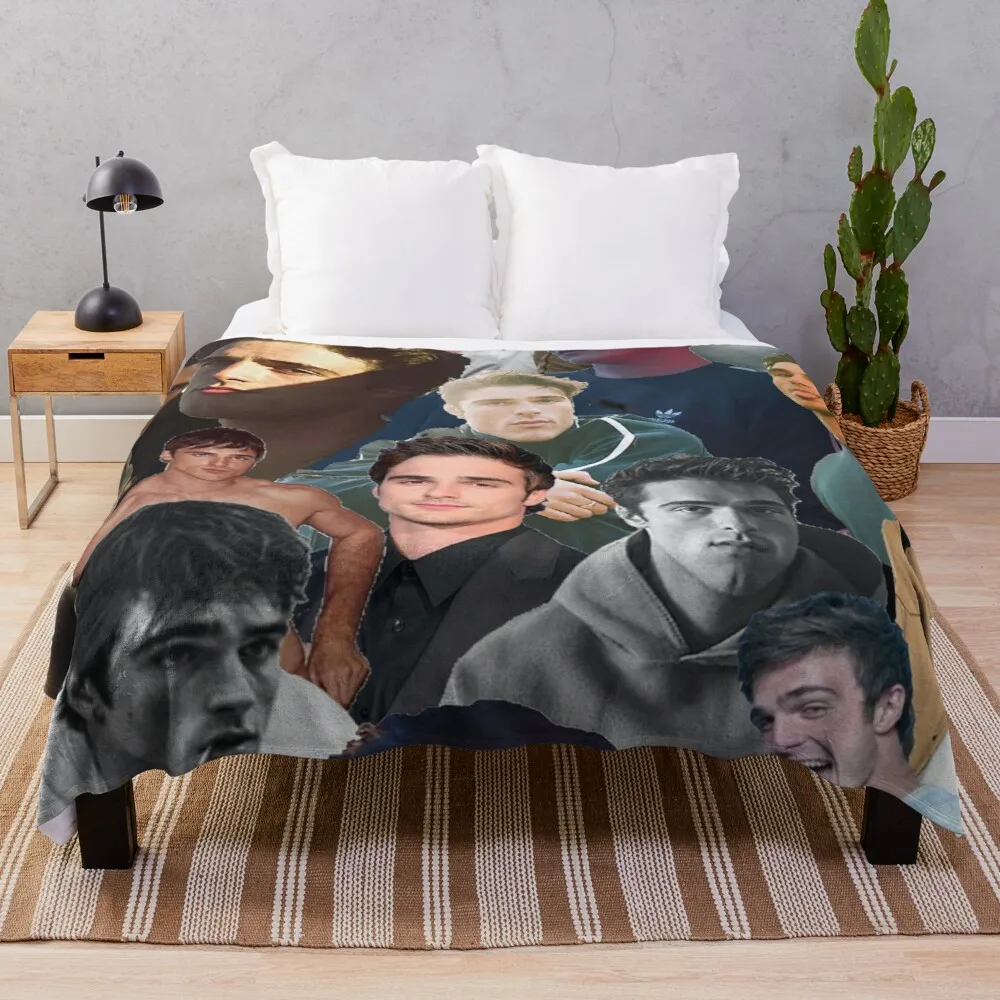 

jacob elordi collage Throw Blanket thermal blanket Personalized gift knitted plaid knitted