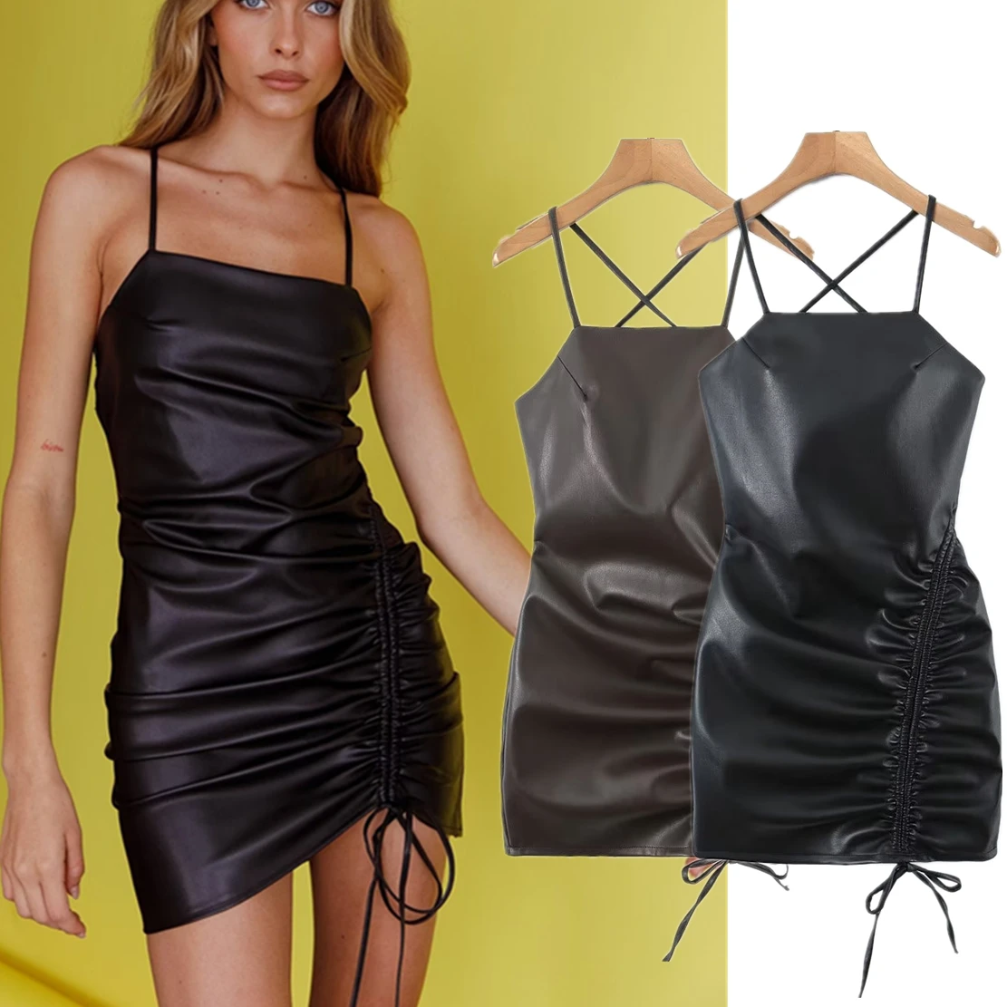 

Withered Ins Blogger Retro Sexy Bandage Dress Fashion Sheath Slip Dress Women