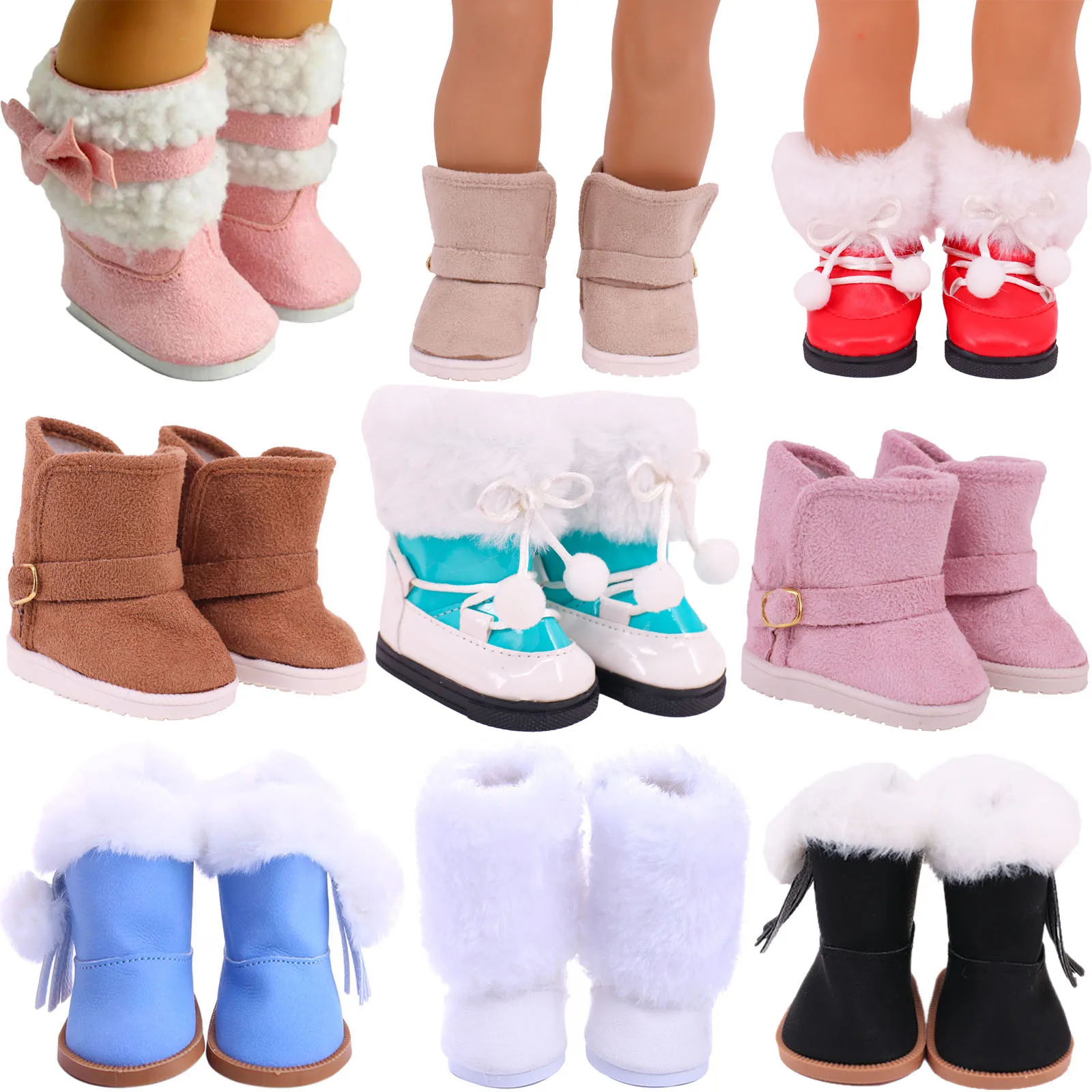 Doll Shoes Winter Plush Ankle Boots For 18 inch American Doll Girls 43 Cm New Born Baby Accessories,Our Generation Clothes Gifts