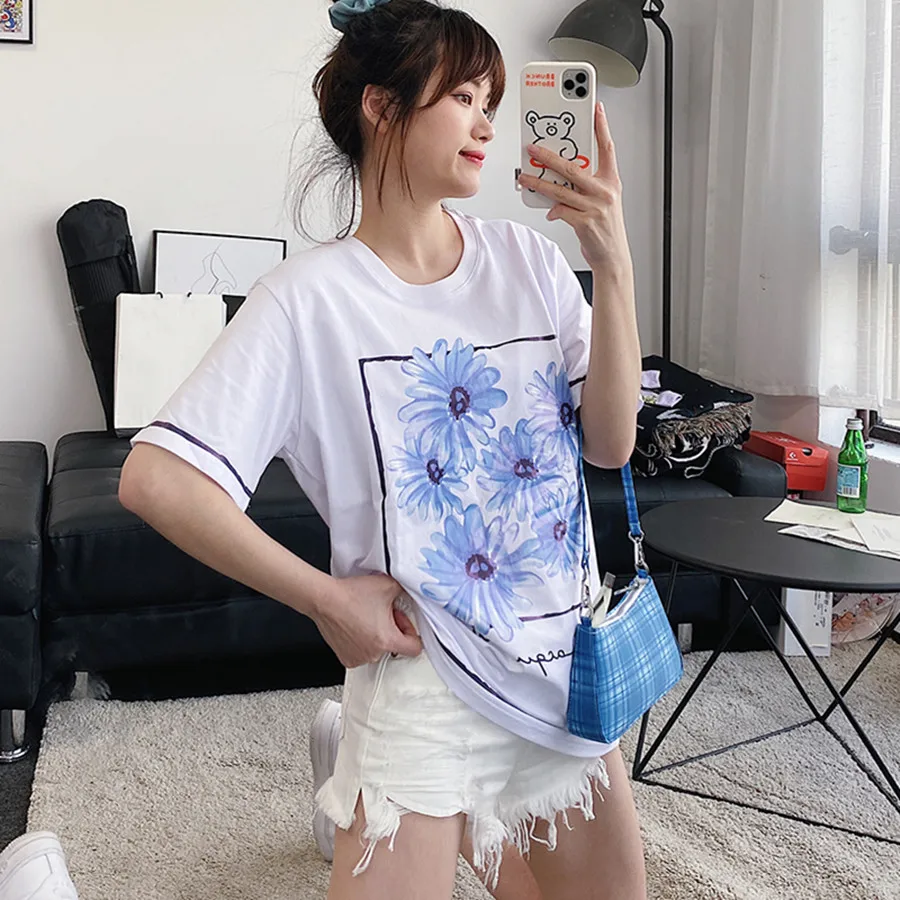 Clearance Price Women 's T-Shirt Fshort Sleeve O-Neck Loose Casual Lady Summer Tee Top |