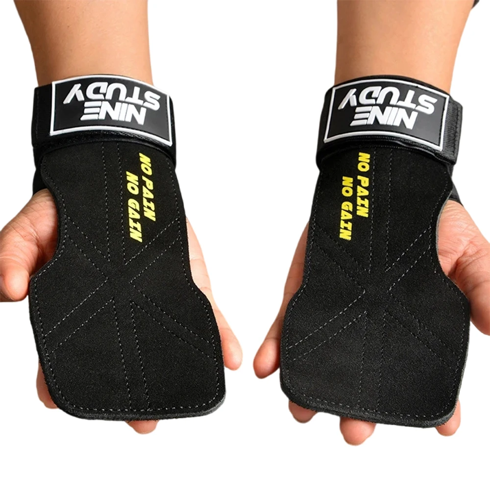 

1 Pair Cowhide Gym Gloves Grips Anti-Skid Weight Lifting Grip Pads Deadlifts Workout Fitness Gloves Pull Ups Bracer Protection