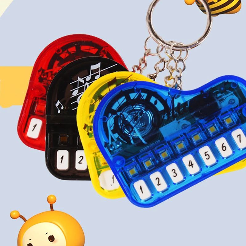 1Pcs Portable Musical Instrument Toy Piano Keychain With Lights Multifunctional Electronic Piano Keyboard Toy Keychain