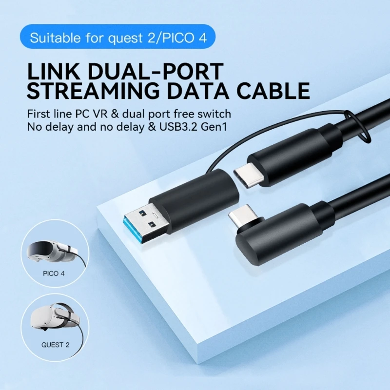 

Легкий Link USB3.2 высокоскоростной адаптер передачи данных для ПК Quest 2/Pico 4 VR гарнитуры, высокая скорость передачи данных, модель F19E