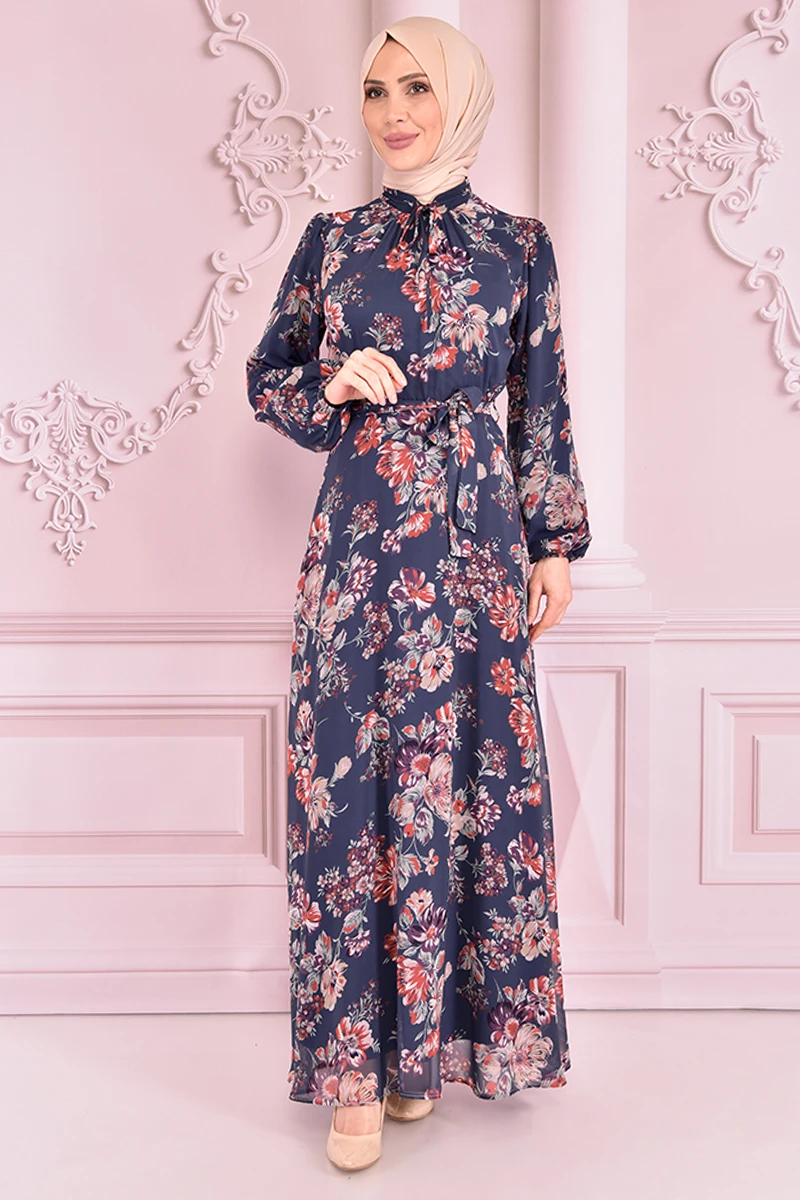 

Belt Chiffon Dress Indigo VBR7358