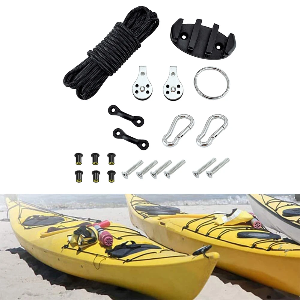 

Water Sports Kayak Canoe Anchor Trolley Kit Cleat Rigging Ring Pulleys Pad Eyes Well Nuts Screws Kayak Accessories Set