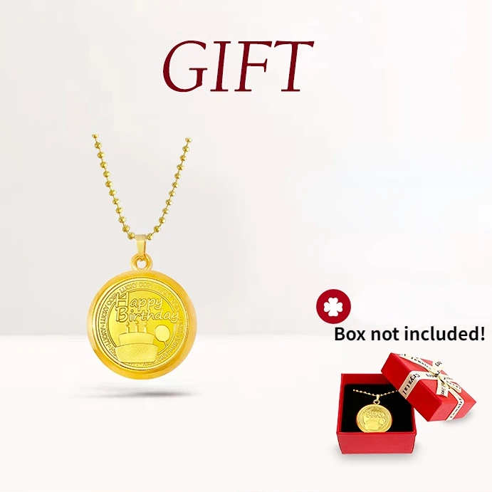 

Золотая монета в виде торта на день рождения, креативное ожерелье, Подарочная цепочка с бусинами, ювелирные изделия, металлическая памятная монета на удачу