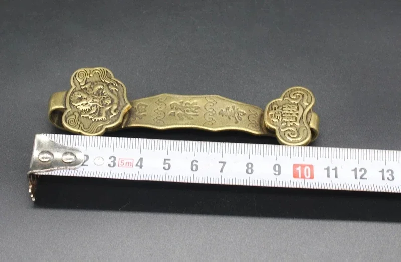 (мини) Нежная интересная китайская декоративная латунная статуя дракона в старом