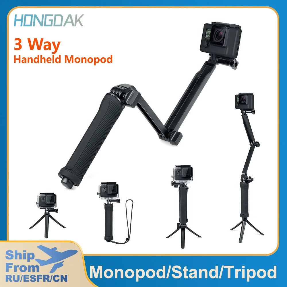 

3 Way Grip Waterproof Selfie Stick Monopod Tripod Stand for GoPro Hero 11 10 9 8 7 6 4K Yi EKEN SJCAM OSMO DJI Go Pro Accessory