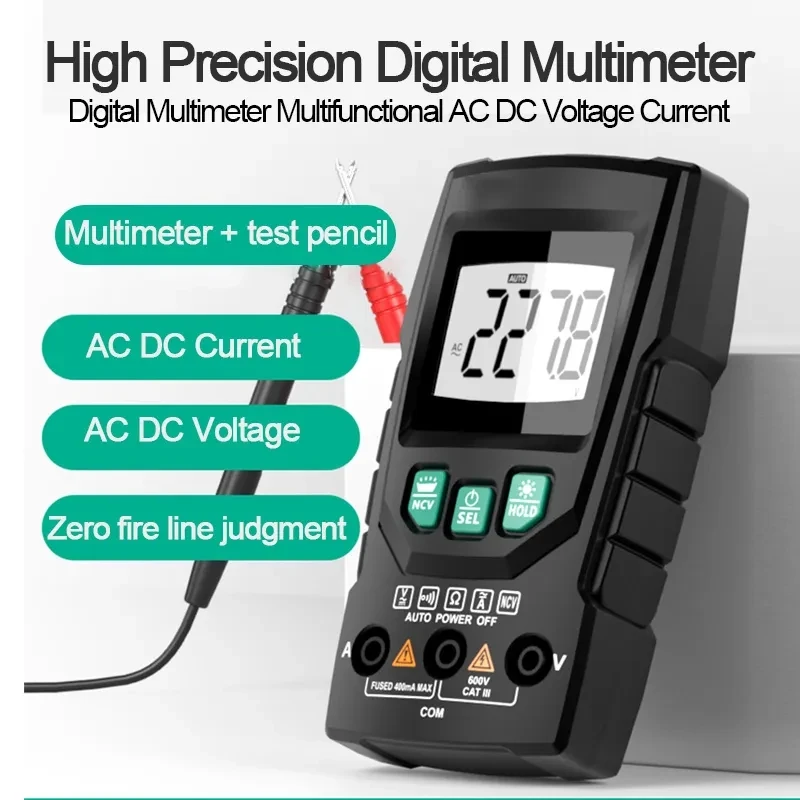 

Цифровой мультиметр, профессиональный тестер высокой точности для измерения напряжения и силы тока, переменного/постоянного тока, с автоматическим выбором диапазона, Ом, Гц, Бесконтактный индикатор напряжения
