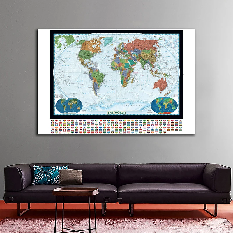 

The World Map Wall Posters and Prints 59*42cm Non-woven Canvas Paintings Living Room Home Decoration Classroom School Supplies