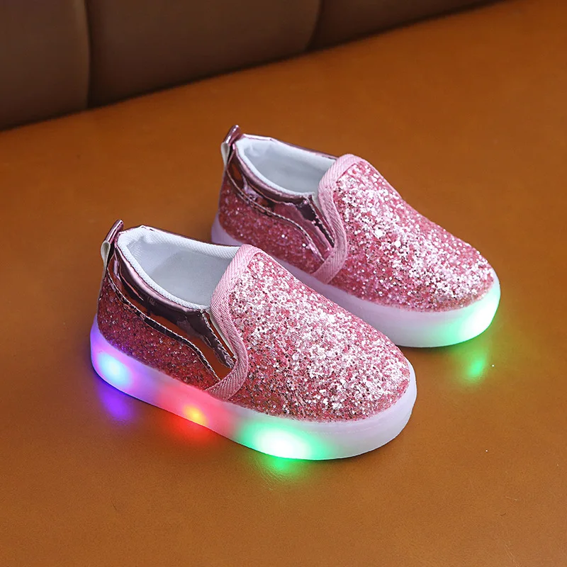 

Lighted Toddler Slip-on Sneakers Girls Light Shoe For Sequin 2022 Kids Sneakers Led Spring Summer Shoes For Boys 1 2 3 4 5 6 Yrs