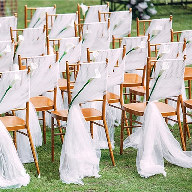 

30 pieces 50cm*150Cm 30D Chiffon Chair Sashes For Wedding Decorations Wedding Chair Sash Wholesales