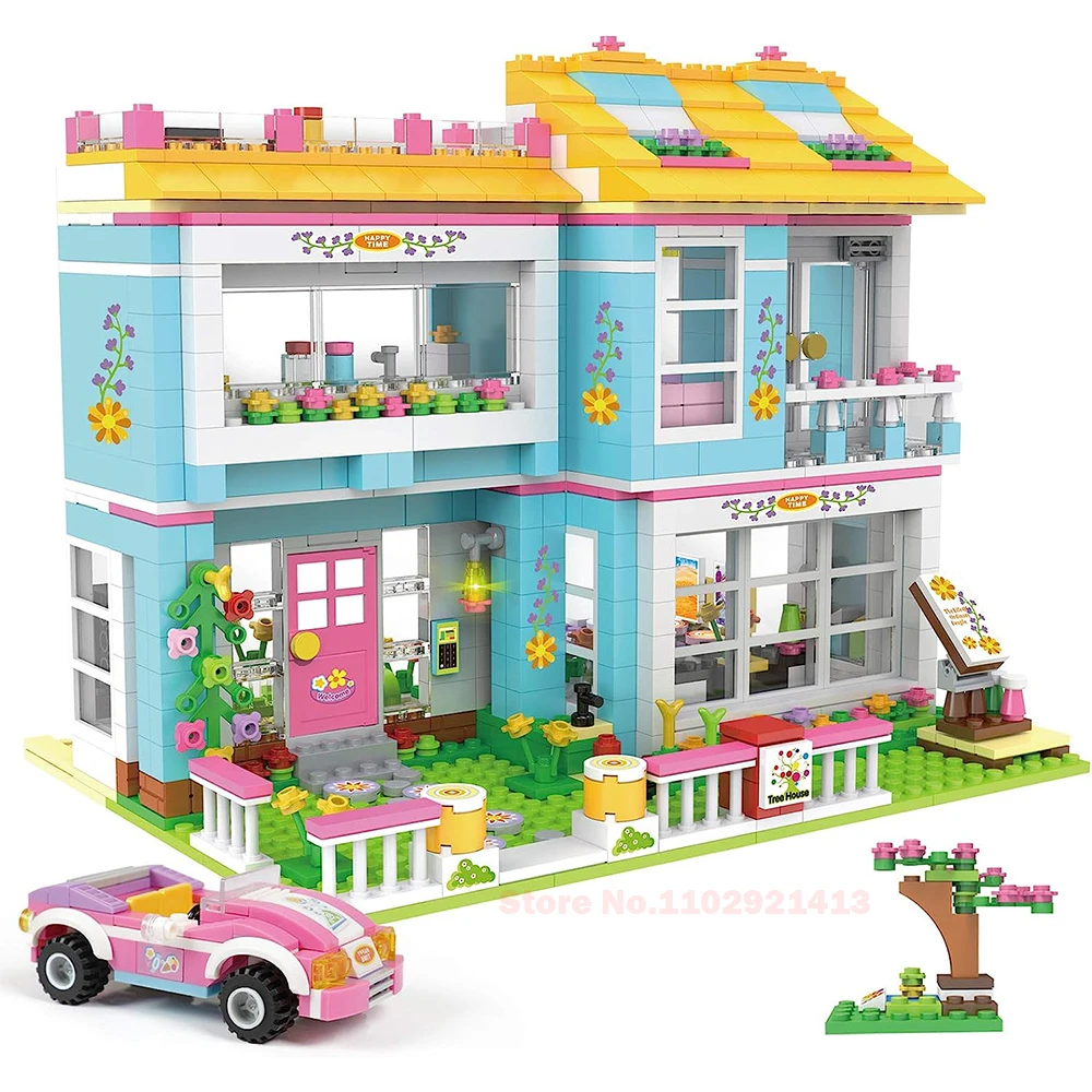 1009Pcs Friends House Building Blocks Family Kit со спортивными автомобилями Creative Roleplay Toy