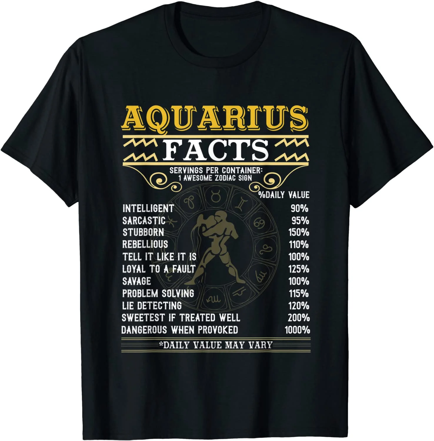 

Aquarius Facts Zodiac Signs Funny Birthday Gifts Men Women T-Shirt