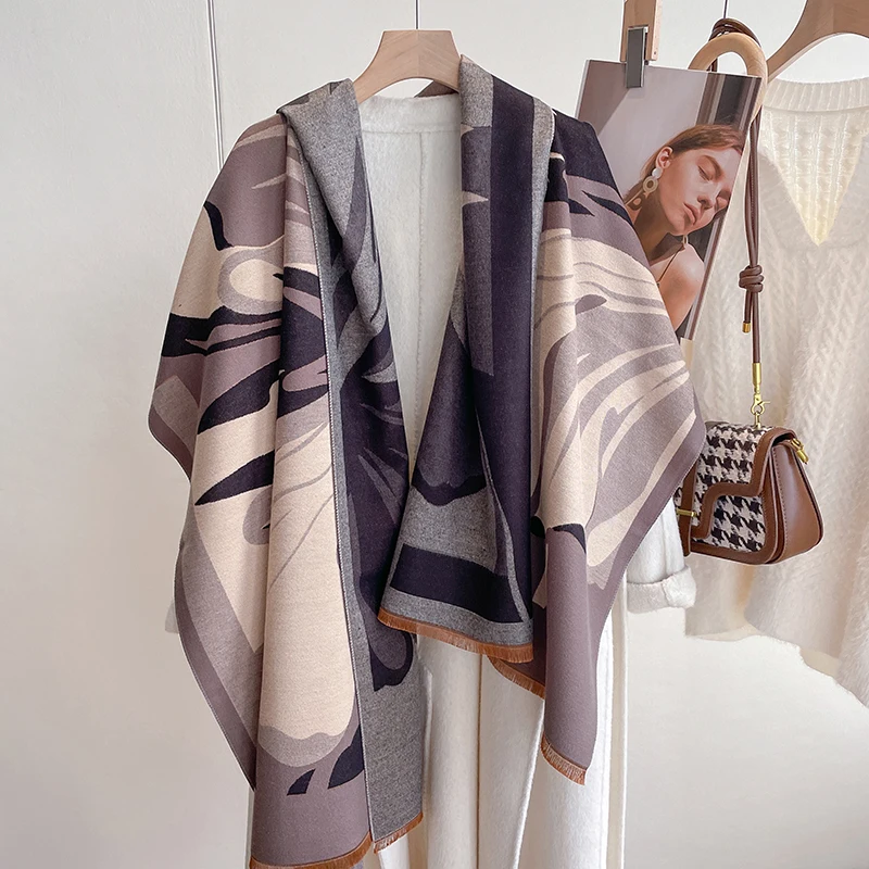 Толстая шаль шарф-платок для женщин зима 22023 теплый кашемировый шейный платок