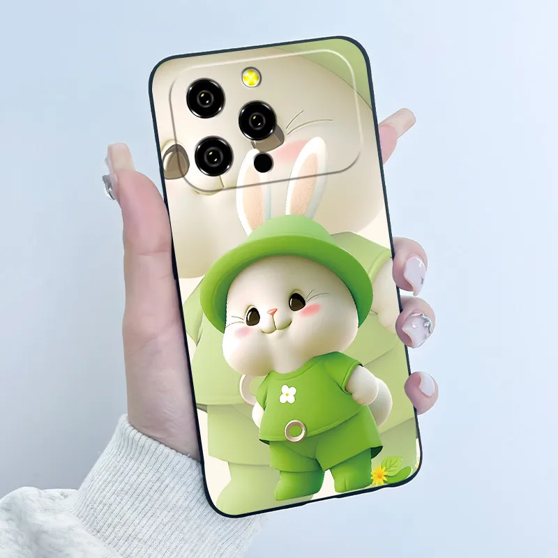 Чехол для телефона Oukitel C17, защитный силиконовый чехол, роскошный, милый, с сердечками, кроликами, забавный мультяшный дизайн, черный, мягкий, из ТПУ, задняя крышка (art.: 3920db0db0537) - 3920db0db0537