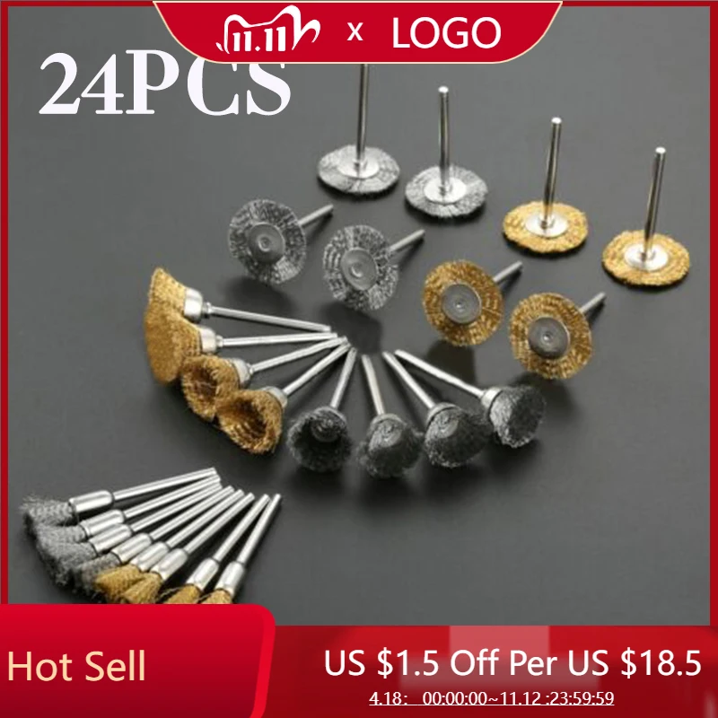 

60Pcs 3mm Shank Steel Wire Brushes Polishing Wheel Brush for Tools Mini Brushed Burr Welding Metal Surface Pretreatment Grinding