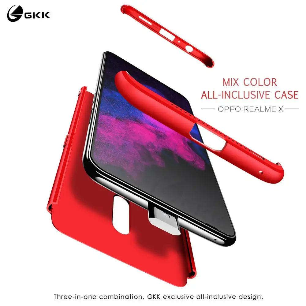 

GKK Orignal for Oppo realme X Case 3 In 1 Hard PC Comfortable Matte 360 Full Protection Cover for OPPO Realme X Case Coque Funda