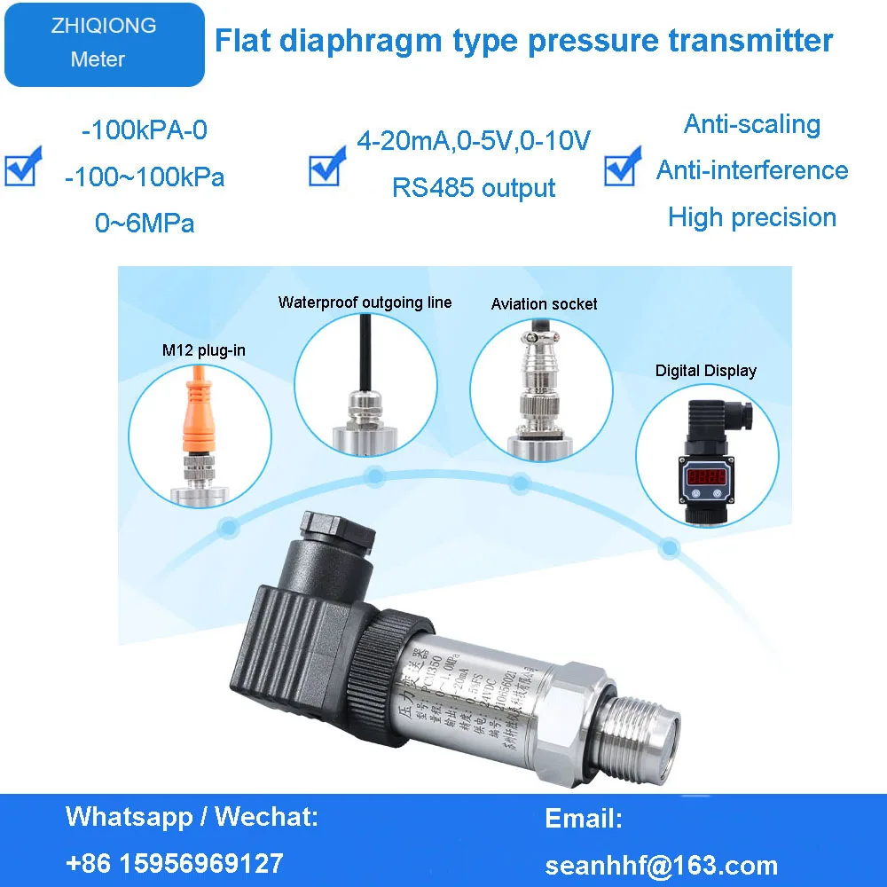 

Flush film pressure transmitter sensor sanitary diffusion Silicon 4-20ma output stainless steel material