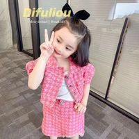girls houndstooth short sleeve top and skirt set toddler girl clothes kids boutique clothing wholesale kids clothes girls