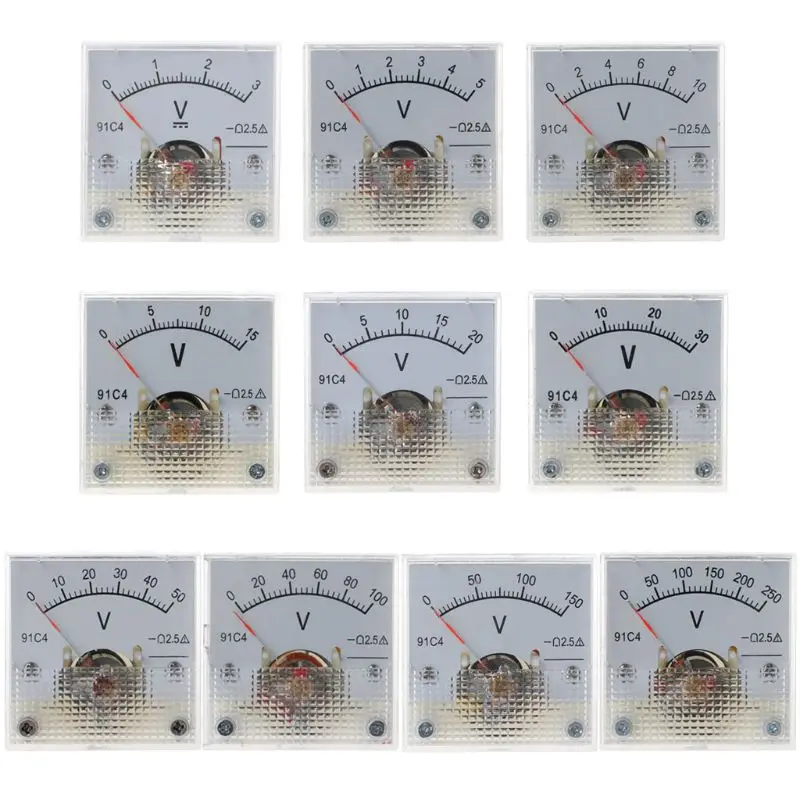 

Dial Type DC Voltage Meter Voltmeter Analog Panel Rectangular Plastic Volt Tester 3/5/10/15/20/30/50/100/150/250V